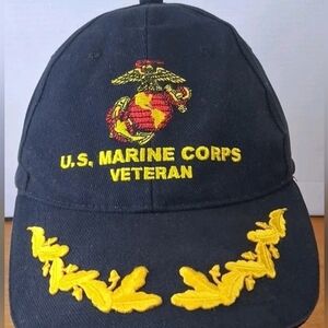 U S Marine Corps Veteran Ball Cap Hat Hook Loop Embroidered Logo Rush Industries